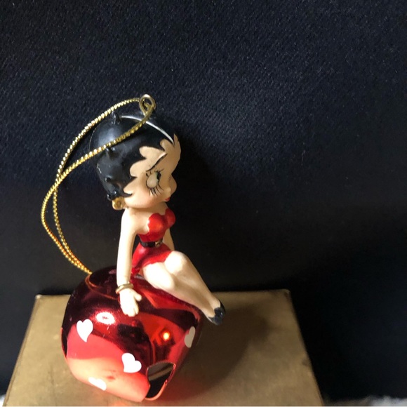 Vintage KFS/FS Betty Boop Red Bell W/Hearts Blue Figurine Ornament, Rare - Picture 9 of 10